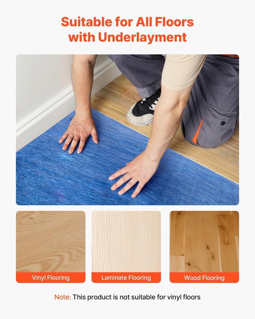 Floor Underlayment 18.6 m² 3mm Sound/Vapor Barrier for Laminate Blue