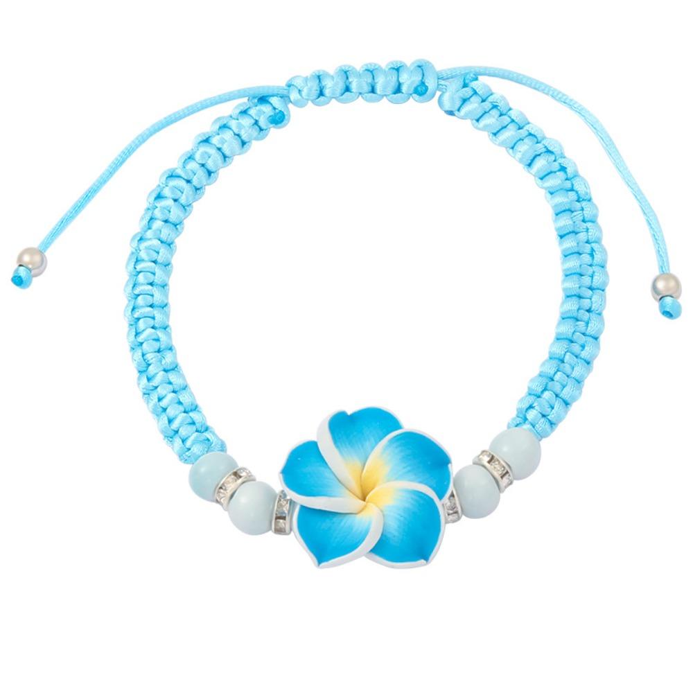 Boho Polymer Clay Braid Rope Bracelet Colorful Bohemian Beach Jewelry Cute Flower Bracelet  Women