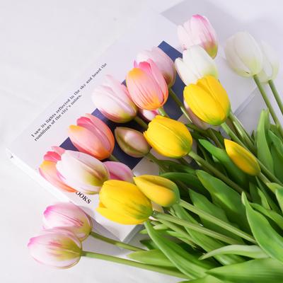 Simulated Soft Rubber 5-Head Tulip High-End Ornament Decorative Flower, Artificial Pu Latex Moisturizing Tulip Flower