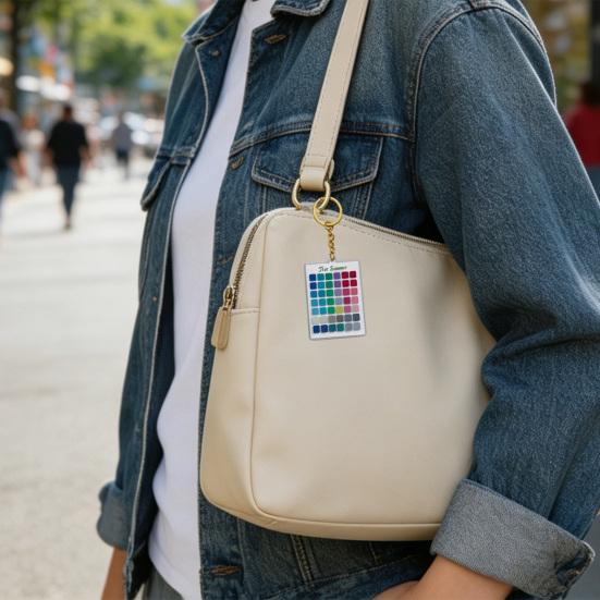Pendentif Porte-clés Acrylique Motif Chromatogramme d'Été Porte-clés Portable avec Chaîne Métallique Accessoire Léger pour Sac à Dos