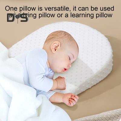 Baby Feeding Pillow Memory Foam Wedge Pillow with Removable Cover Double-Sided Infant Nursing Cushion for Breastfeeding Sleeping