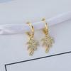 925 Sterling Silver Pave Zircon Coconut Tree Hoop Earrings Female Golden  Selling Korean Jewelry