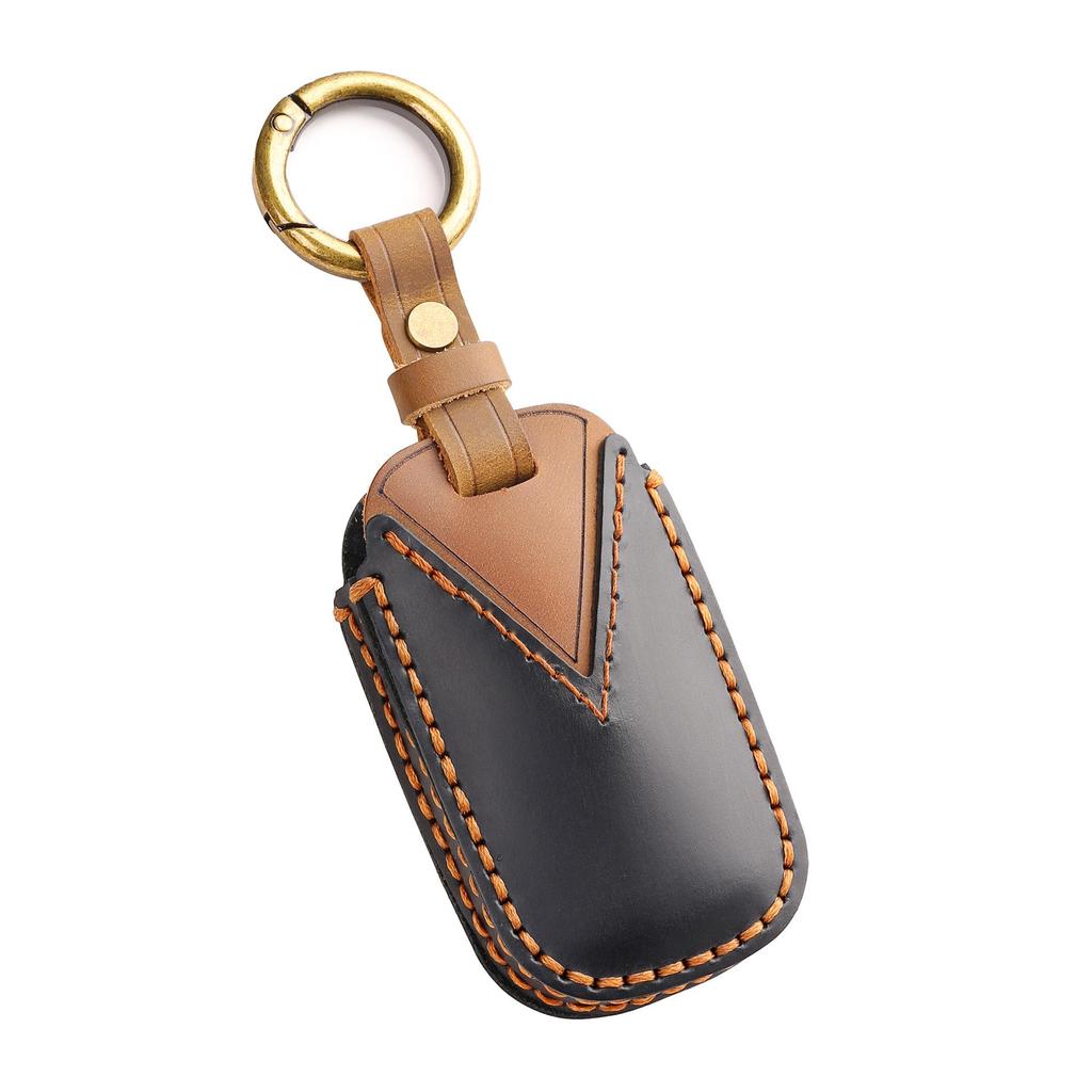 Handmade Genuine Leather Key Cover for Kia Carnival MPV – Retro Cowhide Protective Shell