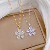 Five-Petaled Flower Light Luxury Temperament Gorgeous Full Diamond Necklace Female Versatile Collarbone Chain Titanium Steel Chain