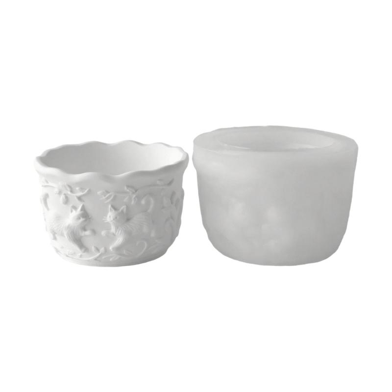 

Festival Silicone Resin Mold with Detailed Pet Animal Pattern Silicone Texture for Handmade Planter Craft Projects
