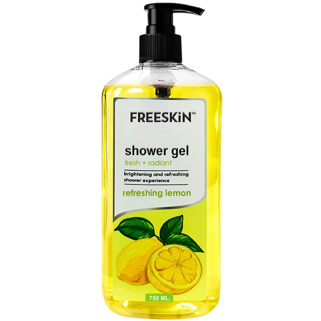 Freeskin Освежающий Лимонный Гель для Душа Свежесть + Сияние | Энергичный Цитрусовый Гель для Тела с Лимонными Экстрактами, Богатыми Антиоксидантами | Глубокое Очищение, Увлажн