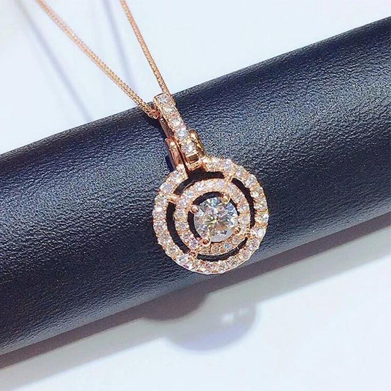 

925 Sterling Silver Cubic Zircon Pendant Necklace for Women Round Shaped Fashion Versatile Female Necklace Jewelry Gifts