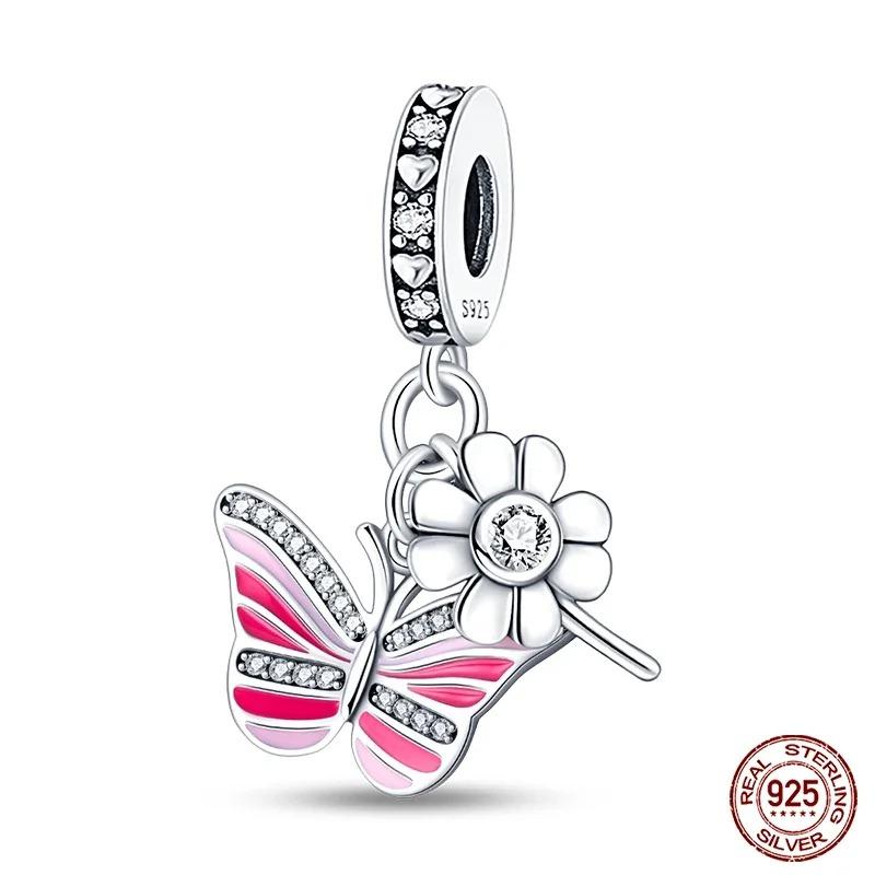 Fashion 925 Silver Colorful Butterfly Dragonfly Hummingbird Spring Series Charms Beads Fit 925 diy Bracelet Jewelry