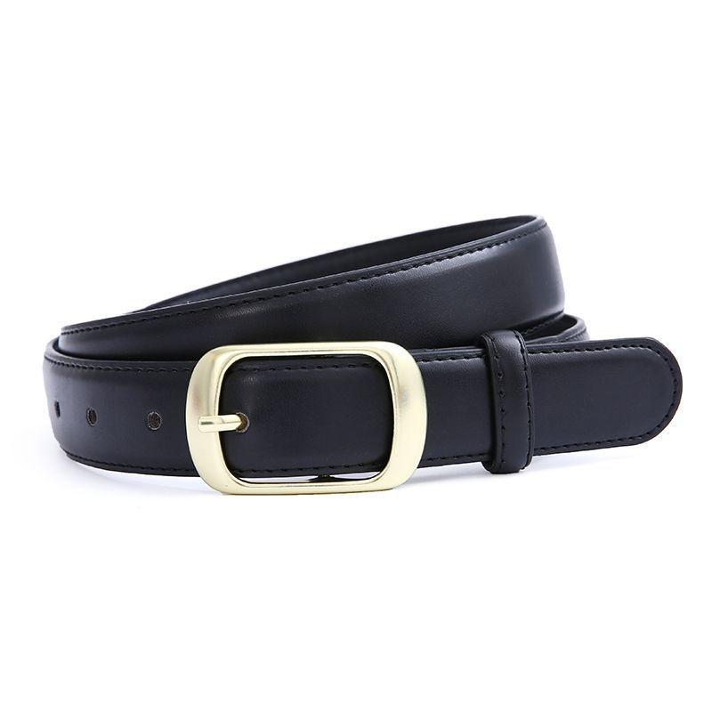 Style Chic Korean Womens Leather Belt With Eyecatching Golden Design Buckle