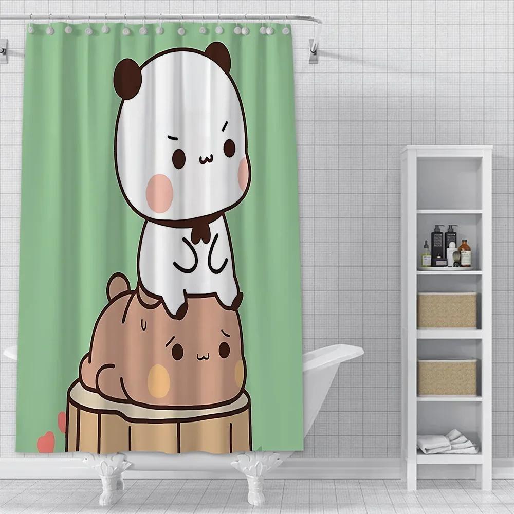 Cartoon Q-Quarto B-Bubu and Dudu Shower Curtain Waterproof Polyester Fabric Bath Curtains Home Bathroom Decor Curtain With Hook