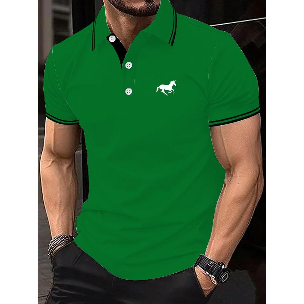 Summer Polo Shirt Men Fashion Short Sleeve Polo Men Casual Personality Polo Shirt Lapel Collar Stripe Men Tops Polo Shirt