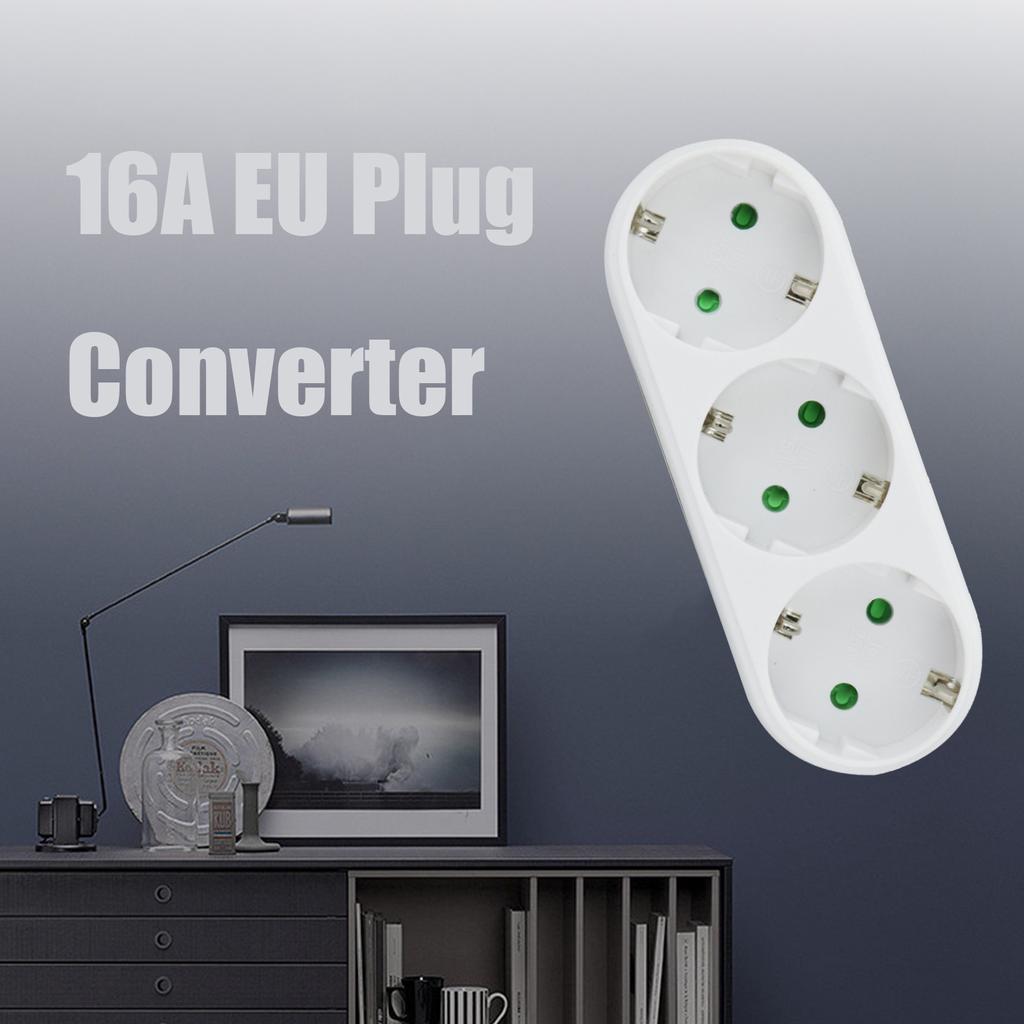 16a Eu De Plug Converter 3500w 250v Power Conversion 1 Out 3 Socket Smart Home Portable Wall Socket Suitable For Travel And Home