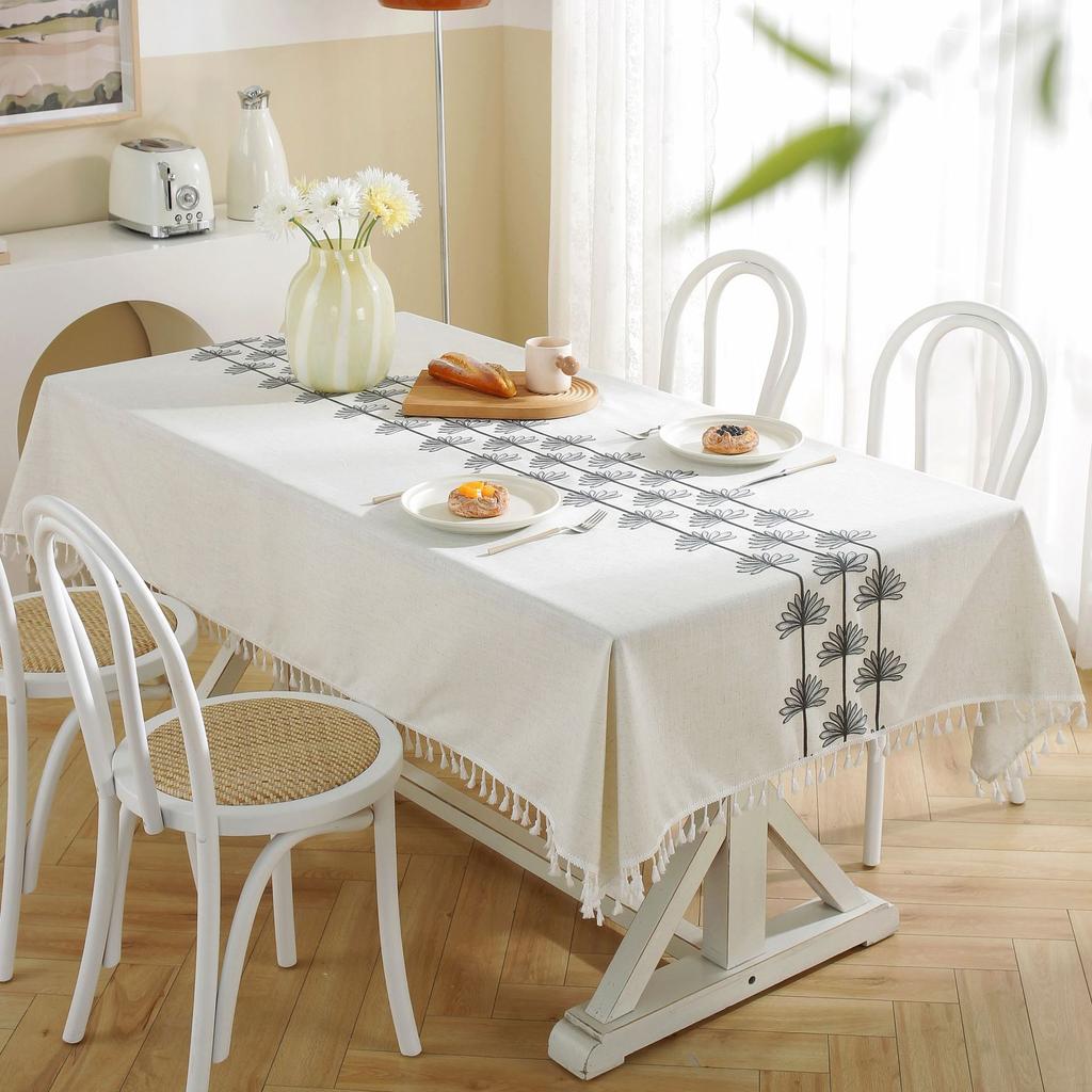 Toalha de Mesa de Jantar Britânica Retrô de Algodão e Linho, Centro de Mesa, Toalha de Mesa Decorativa com Estampa de Letras Inglesas e Plantas
