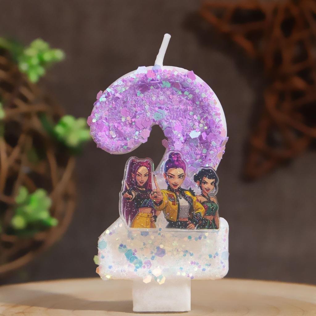 NEW Demon Hunters Digital Candle Cake Decoration KPop Numi Mira Zoe Digital Candle Cake Top Birthday party cake decoration