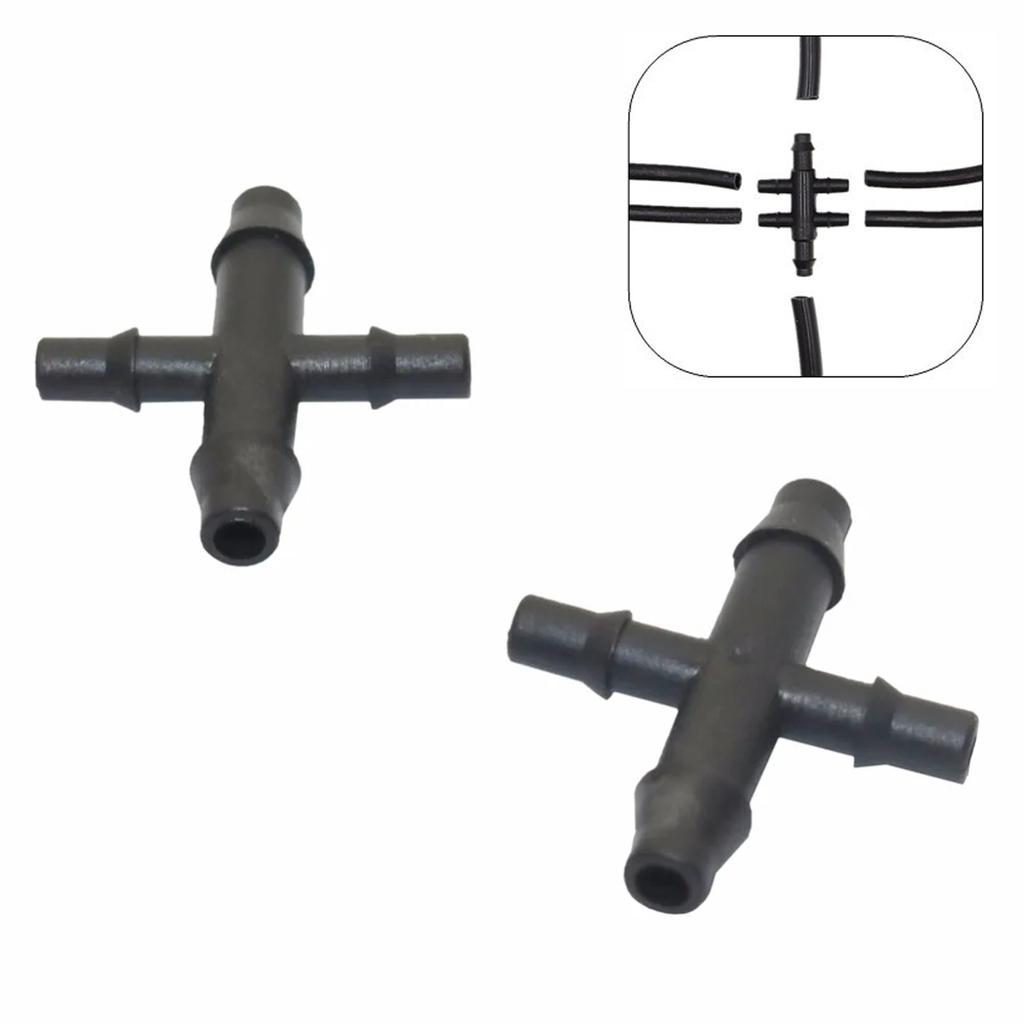 4/7mm Reducing To 3/5mm Single/Double Barb 4-Way 6-Way Water Splitter Garden Drip-Irrigation Arrow Water Diverter 50Pcs Black
