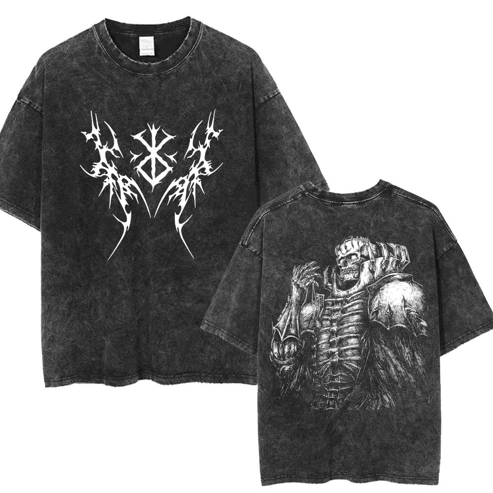 Japan Anime Guts Berserk Guts Wash T-Shirts Swordsman Gatsu Sacrifice Zodd Classic Short Sleeve Oversized Cotton T Shirts
