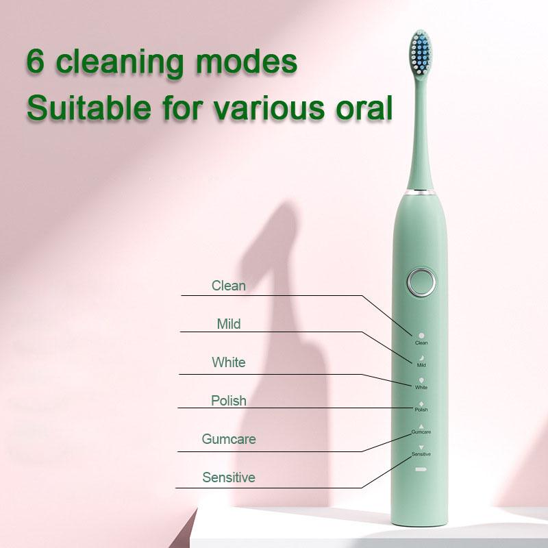 Smart Sonic Electric Toothbrush Teeth Whitening Ultrasonic Vibration Oral Cleaner Tooth Care IPX7 Waterproof Replacement Heads