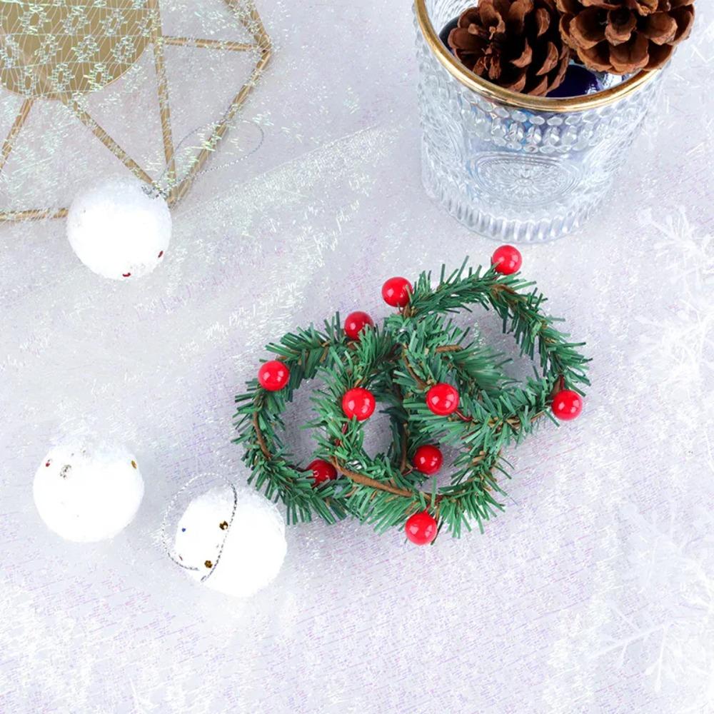 6 stücke mit Red Berry Weihnachten Kiefer Nadel Serviette Ring PVC Serviette Schnalle Serviette Halter Hochzeit