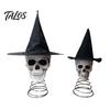 Halloween Skull Tree Topper Witch Hat Topper, Gothic Skeleton Figurine for Home Tabletop Ornament Party Decor, Spooky Festive Ornament, Trick or Treat