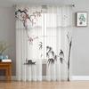 Plum Blossom Bird Chinese Style Tulle Translucent Drapes for Living Room Decoration Window Opening Drape for Bedroom Voile Organza Drapes