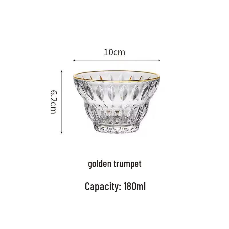 Yujing Engraved Crystal Glass Dessert Bowl - Retro Design for Oatmeal, Fruit, and Ice Cream