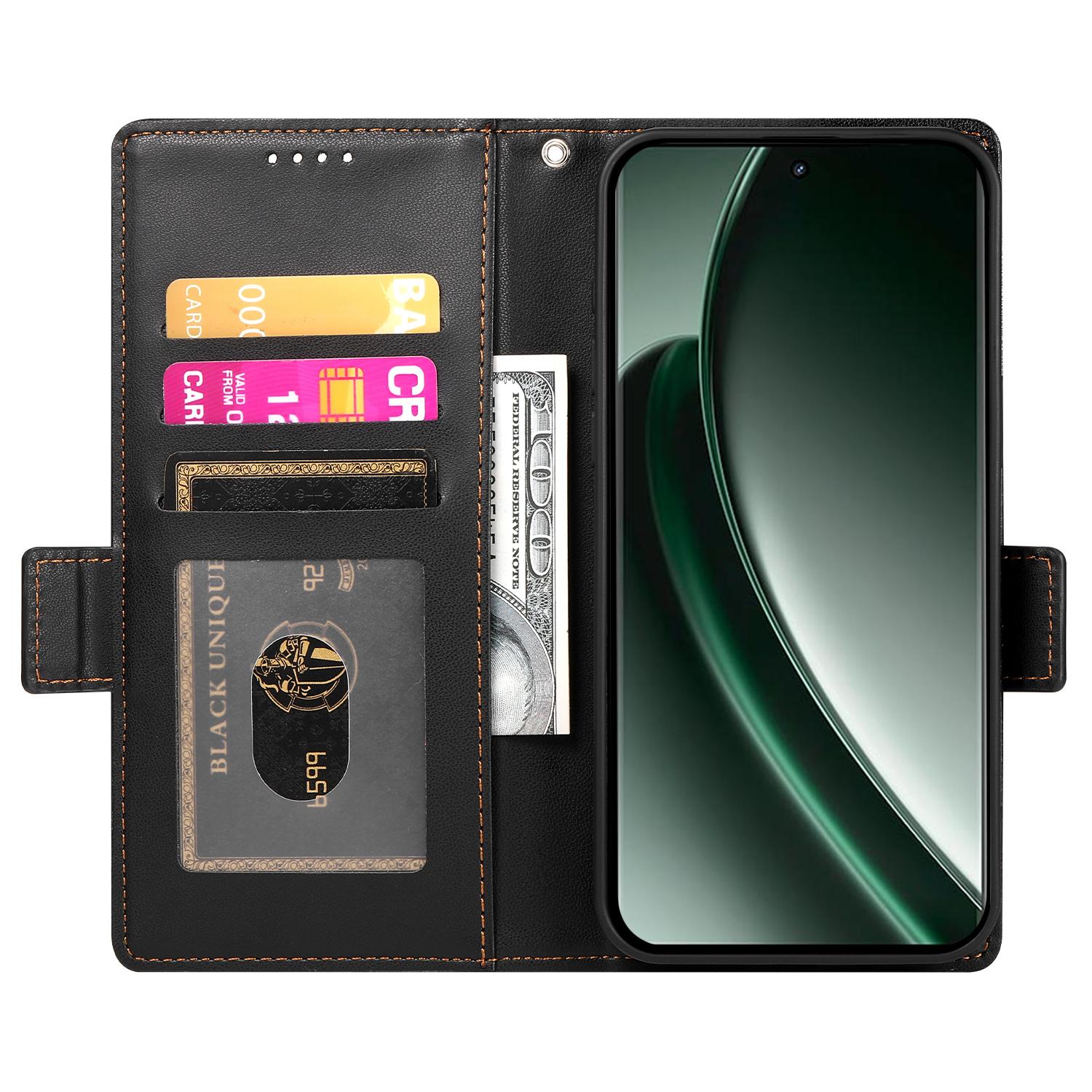 

DF-010 For Realme GT 6 5G Stand Case PU Leather Wallet Phone Cover Black