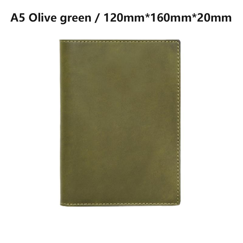 Custom Logo A5 Notebook Genuine Leather Vintage Business Gift Planner with Spiral Style Pen Holder Christian Journal