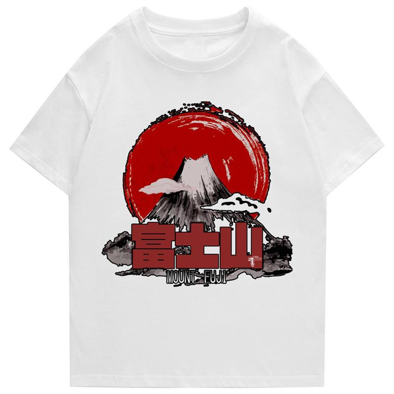 Japanese Street Tshirt Unisexs Hiphop Funny Tokyo Fuji Mountain Tshirt Summer Short Sleeve Tshirt Harajuku Cotton Tshirt