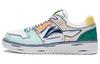 Leather Fashion Abrasion Resistant Breathable Low Top Skateboard Shoes Men's White Green AGCS199-2