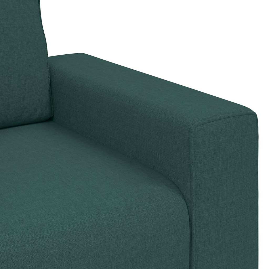 2 Piece Sofa Set with Cushions Dark Green Fabric