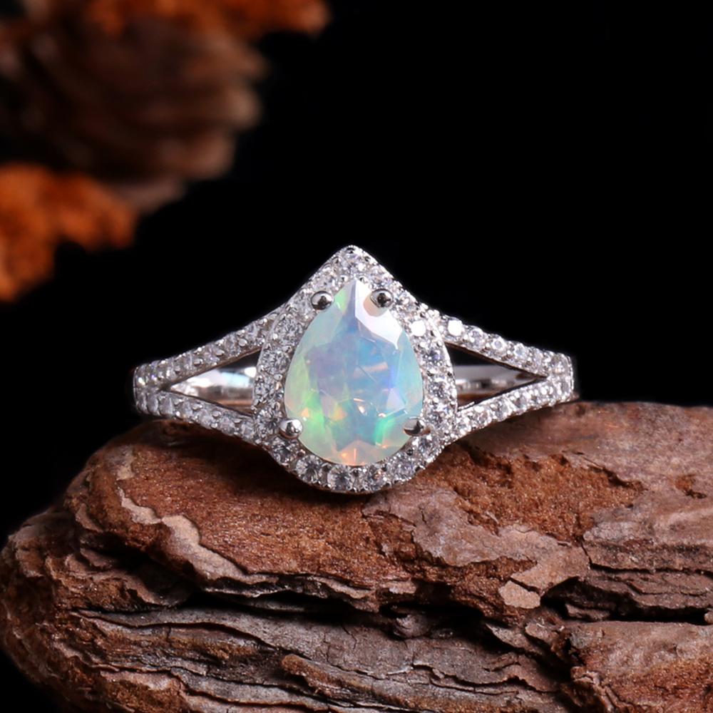 925 Sterling Silver Jewelry Set with  Ethiopia Opal Gemstones Fine Jewelry Earrings Pendant Ring for Women Daily Wear Nice Gift