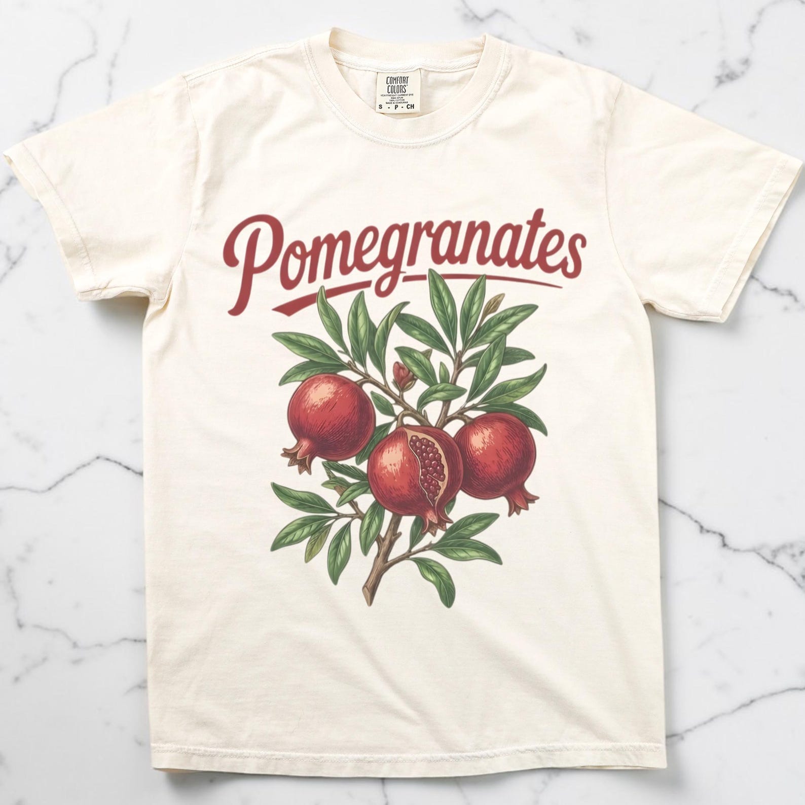 Pomegranate Shirt, Botanical FruiT shirt Unisex, Comfort Colors Tee, Cottagecore Shirt, Gardening Gift, Vintage Fruit Tee, Pomegranate Art 4XL