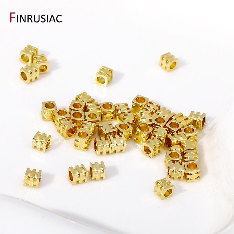 Trendy 3mm Separator Beads 18K Gold Plated Brass Cube Spacer Beads Loose Beads For DIY Bracelet Necklace Making Accessories