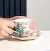 Ceramic Coffee Cup Chinese-style Retro Floral Mug Afternoon Tea Cup Hand-painted Peony Cups and Mugs Dining Plate Tray