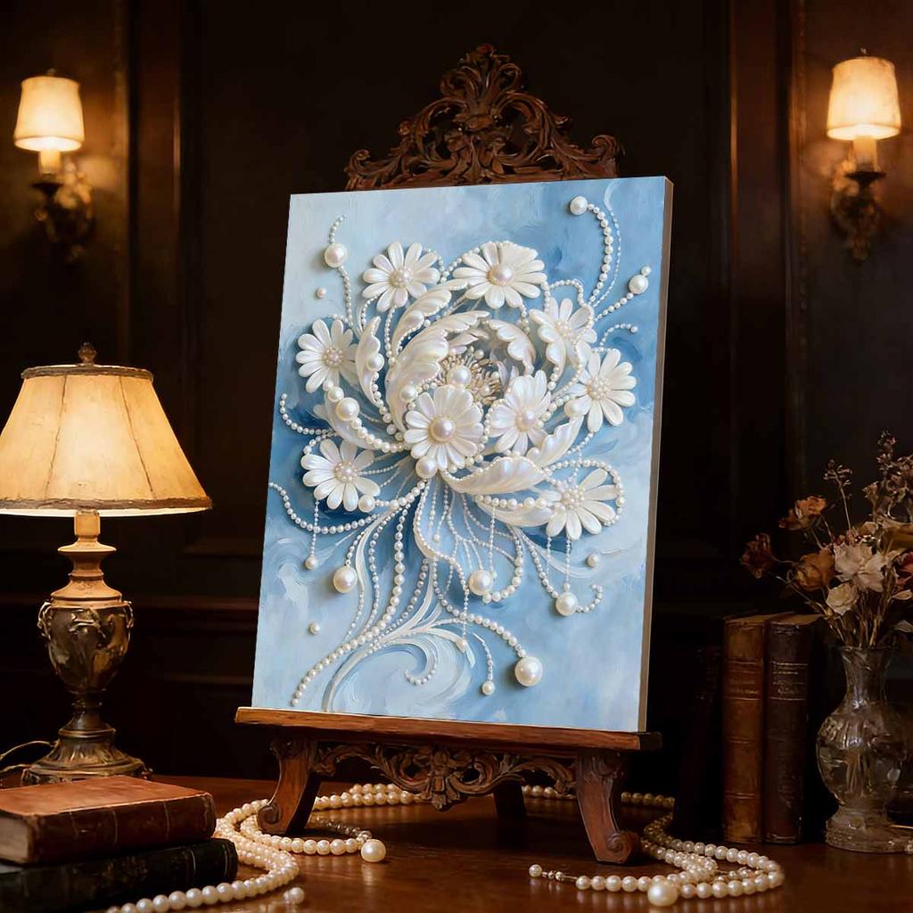 DIY Flower Pearl Diamond Art Painting Kits for Adults and Beginners, Fine View Sparkling Painting Craft Home Wall Decor Handmade Gift
