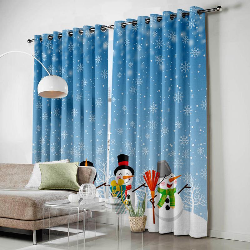 Christmas City Houses Building Castle Curtains for Bedroom Living Room Drapes Kitchen Children's Room Window Curtain Home Decor