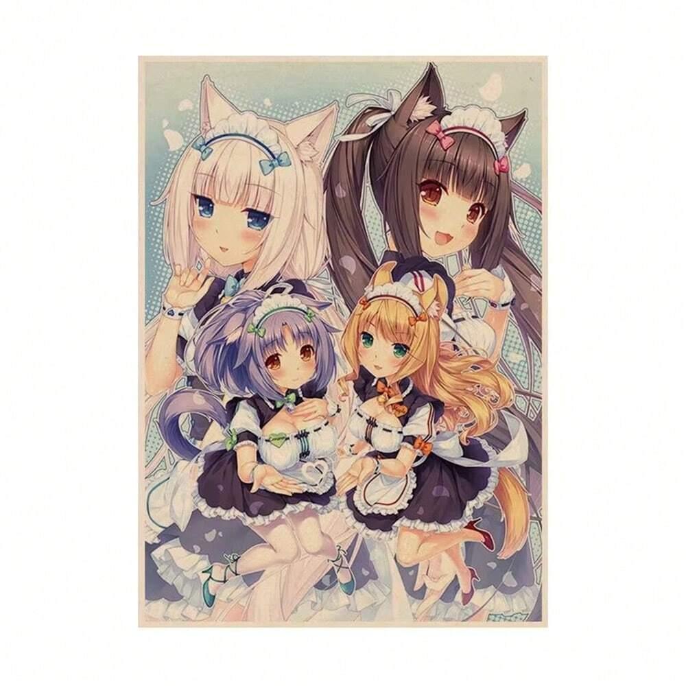 

NEKOPARA Девушка-кошка Гобелен Шоколад Ваниль Горничная Аниме Настенный Декор Кавайи Нэкомими Искусство для Спальни Комнаты в Общежитии Мягкий Полиэстер 74x94cm(29x37in)