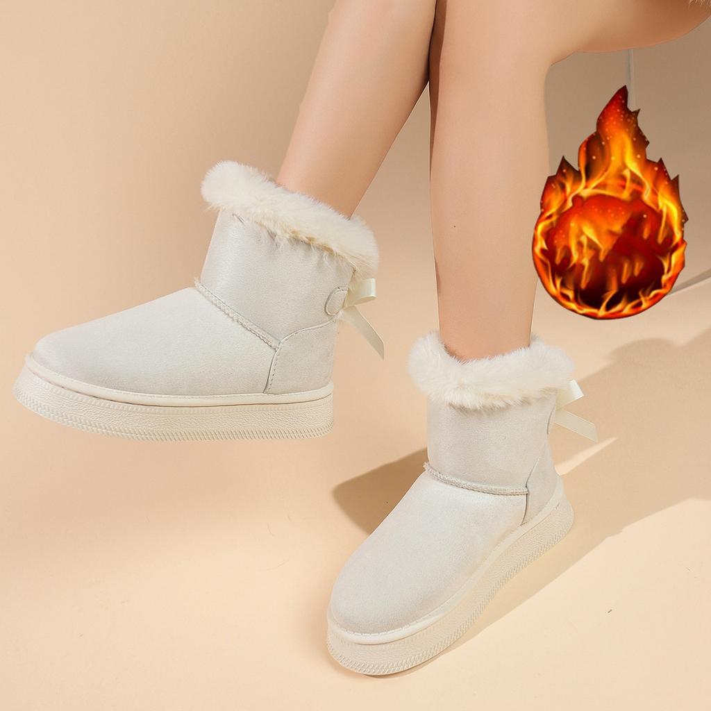 2025 Winter New Fleece Thickened Bread Shoes, Wool Cotton Shoes, Thick Soles, Heightened, Non-slip and Warm Snow Boots