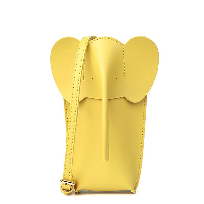 Cute Elephant Crossbody Bags For Girls Women Leather Soft Small Purses Card Wallet Phone Shoulder Bags Solid Color Mini Wallet