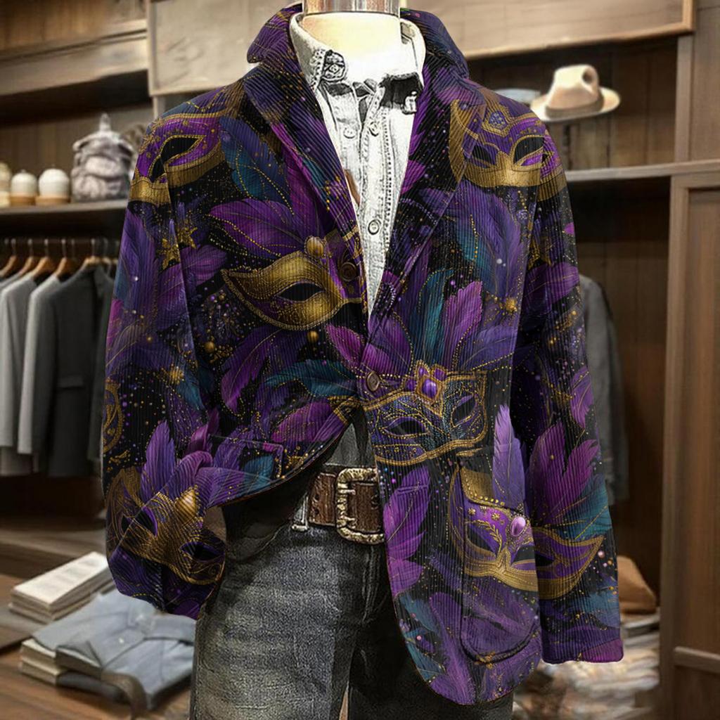 Herren Business Casual Mode Bedruckte Cordjacke