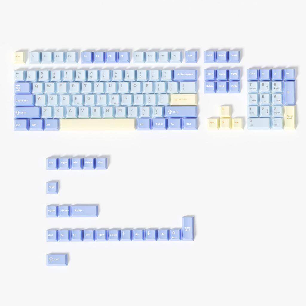 114 Keys Ink Blue Double Shot PBT Keycaps Cherry Profile Custom Keyboard Key Caps for Gateron MX Switches Gaming Keyboards