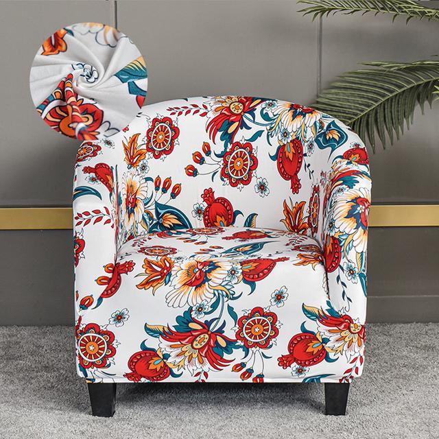 Levivel Club Chair Slipcover Stretch Armchair Printed Tub Chair Cover Living Sofa Cover Spandex Couch Cover Designed For Bar Counter Family Room