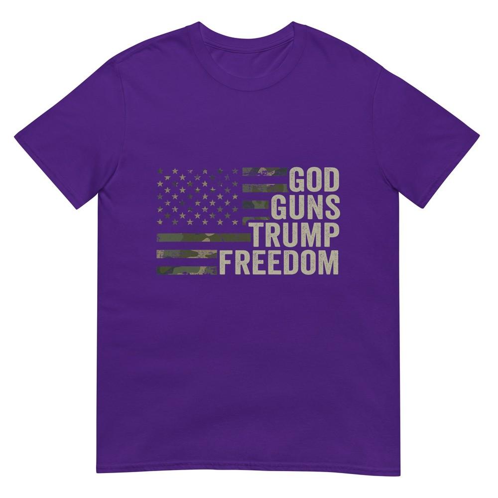 God Guns Trump Freedom Funny Camouflage Pro Gun Usa Flag TShirt
