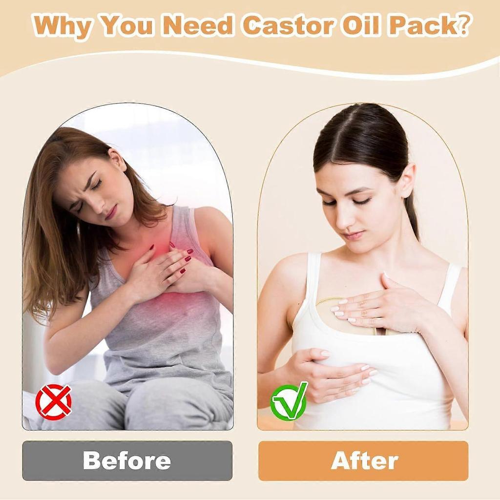 2025 Latest Model  Castor Oil Pack for Breast, 4 PCS Reusable Organic Castor Oil