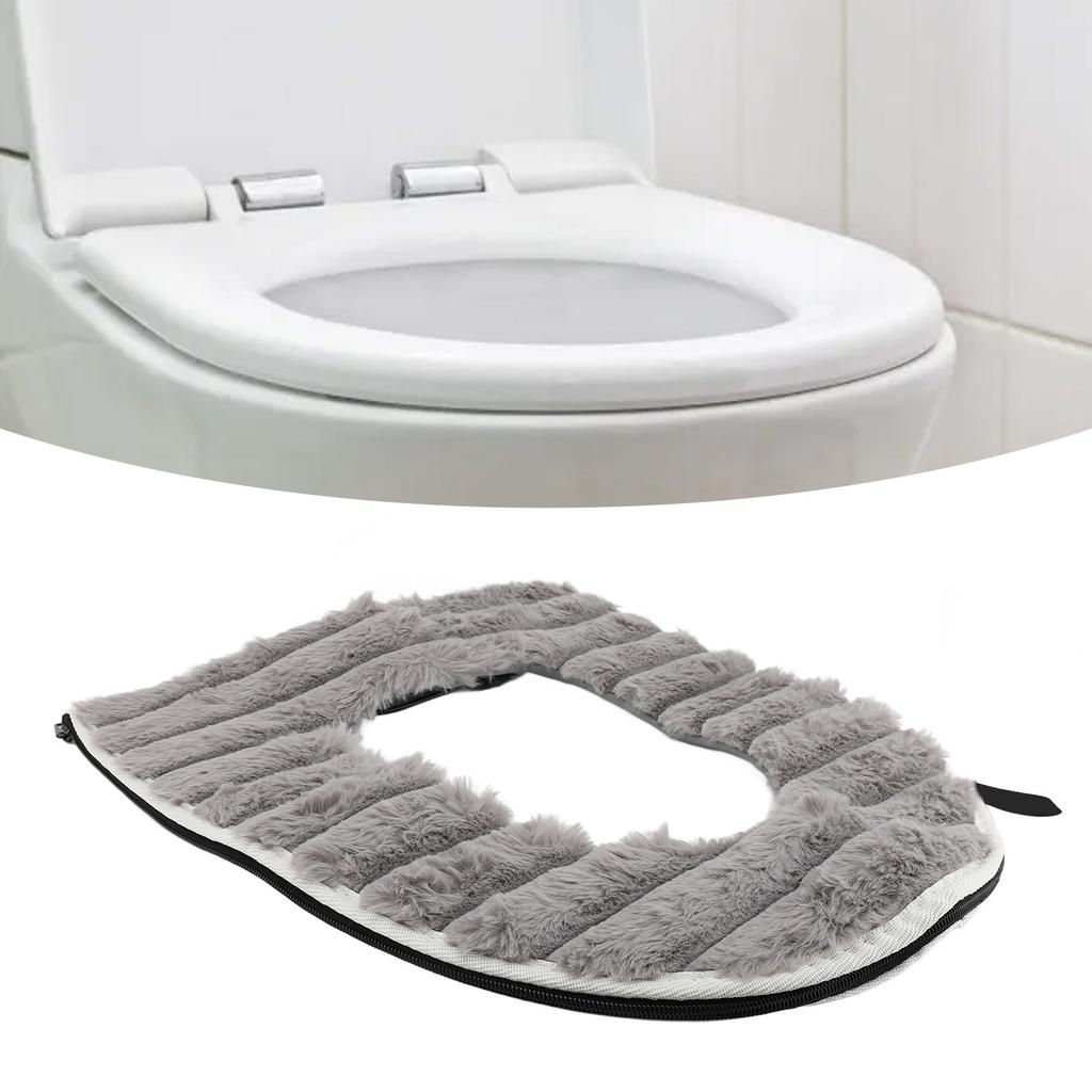Toilet Heated Seat Cover USB Powered Seat Cushion Warmer Washable Velvet Cloth Pad for Home Bathroom 43x37cm