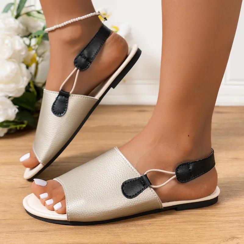 Dámské boty 2024 Všestranná móda Jednobarevné potištěné dámské sandály Letní ležérní venkovní Dámské boty s rybí špičkou Zapatos