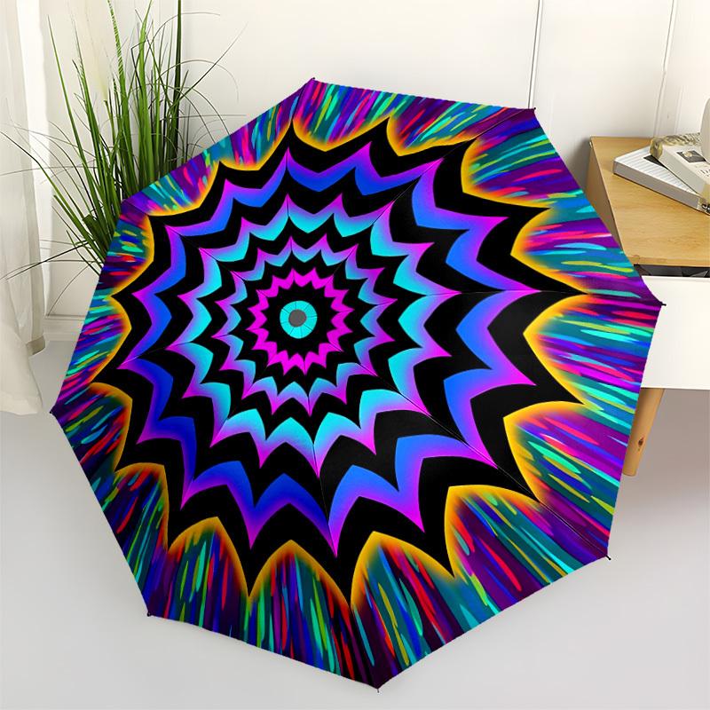 

1pc Psychedelic Pattern Umbrella Portable Folding Umbrella Durable Iron Frame, Suitable for All Seasons Home Travel Outdoor yy260319029