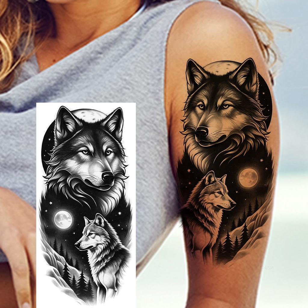1 Sheet Fierce Tiger Lion Dragon Temporary Tattoos For Men Women Waterproof Wolf Skull Tatoos Long Lasting  Fake Tattoo Stickers