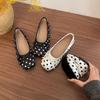 Polka Dot Bow Flat-soled Single Shoes Soft-soled Comfortable Office Workers Commuter Casual Shoes Square Head Spring and Summer Women's Shoes
