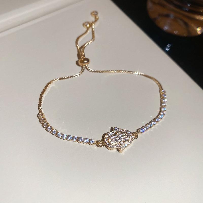 Zircon Love Bow Round Arrow Flower Pendant Bracelet Fashion Versatile Bracelet Light Luxury High-end Jewelry